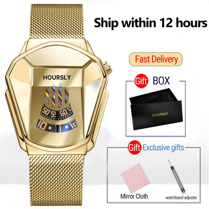 HOURSLY Men Wrist Watches 2025 For Male Clock Creative Watch Men Top Brand Luxury Stainless Steel Quartz Watch relogio masculino