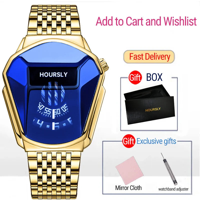 HOURSLY Men Wrist Watches 2025 For Male Clock Creative Watch Men Top Brand Luxury Stainless Steel Quartz Watch relogio masculino