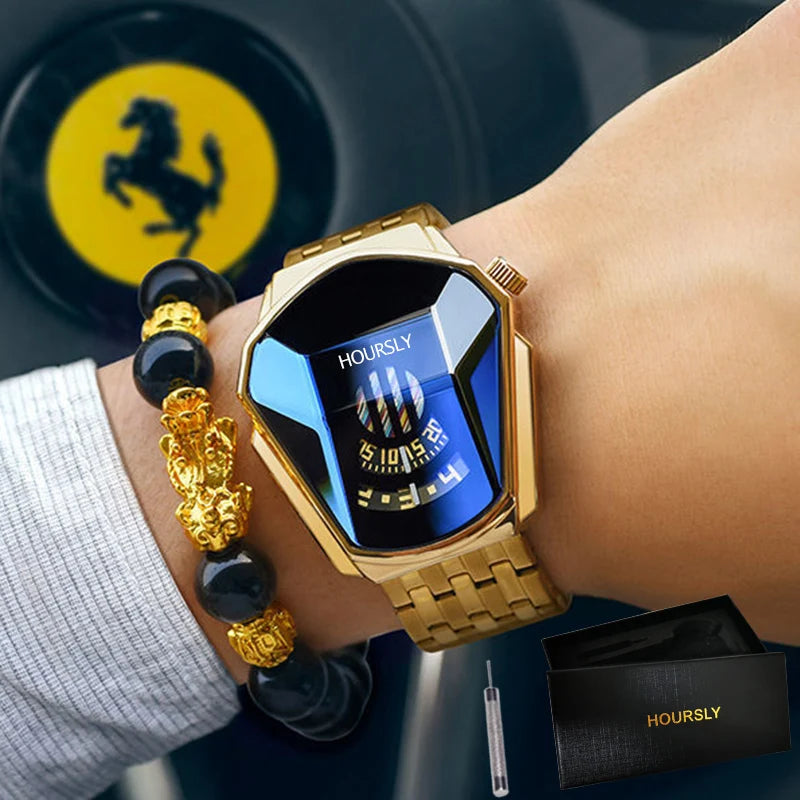 HOURSLY Men Wrist Watches 2025 For Male Clock Creative Watch Men Top Brand Luxury Stainless Steel Quartz Watch relogio masculino