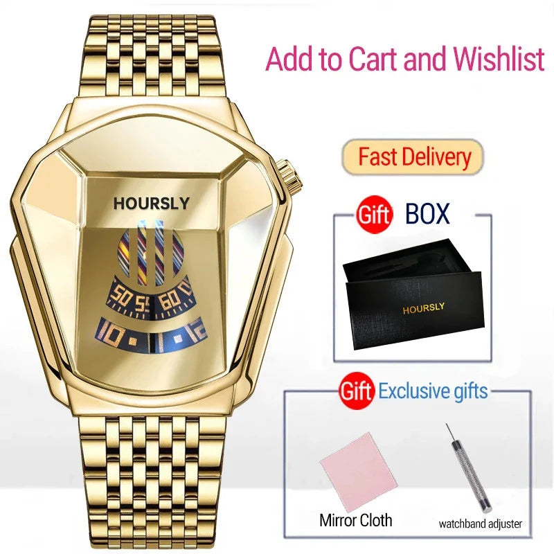 HOURSLY Men Wrist Watches 2025 For Male Clock Creative Watch Men Top Brand Luxury Stainless Steel Quartz Watch relogio masculino