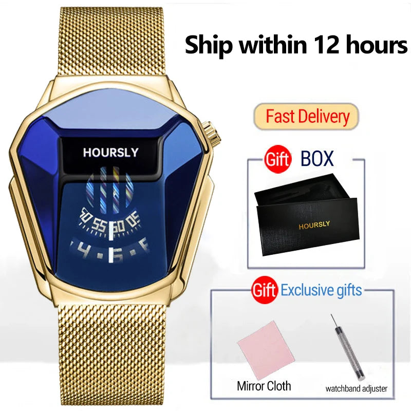 HOURSLY Men Wrist Watches 2025 For Male Clock Creative Watch Men Top Brand Luxury Stainless Steel Quartz Watch relogio masculino