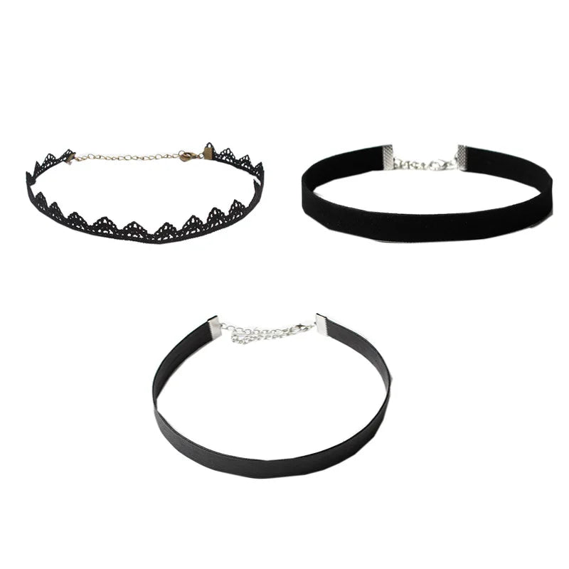 Classic Gothic Tattoo Lace Choker Women Necklace 6/5/3 Pieces Choker Necklace Set Stretch Velvet women necklace jewelry giftN001