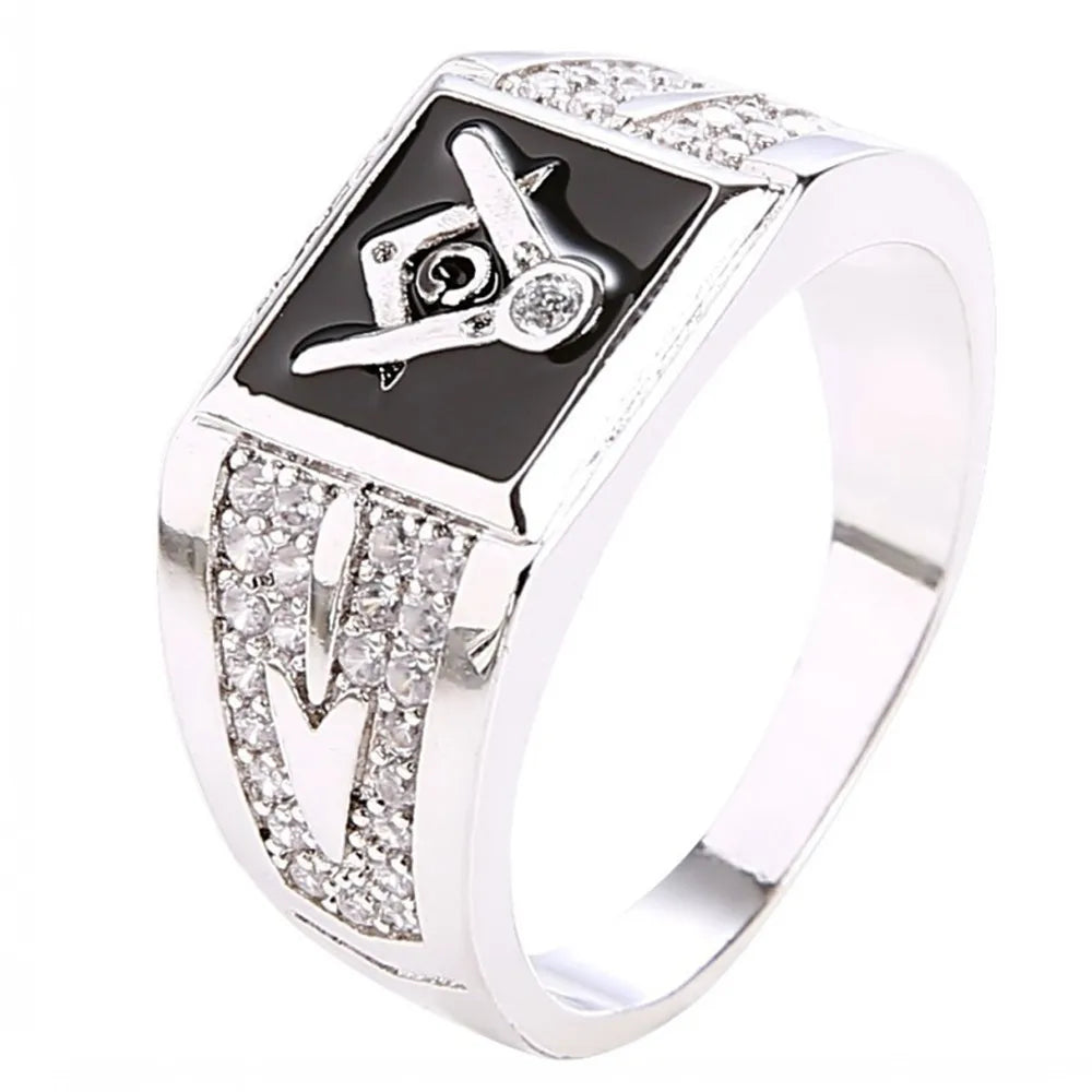 Vintage Men Rings metal Masonic Ring Fashion Jewelry Anniversary Christmas Party Gift Accessories