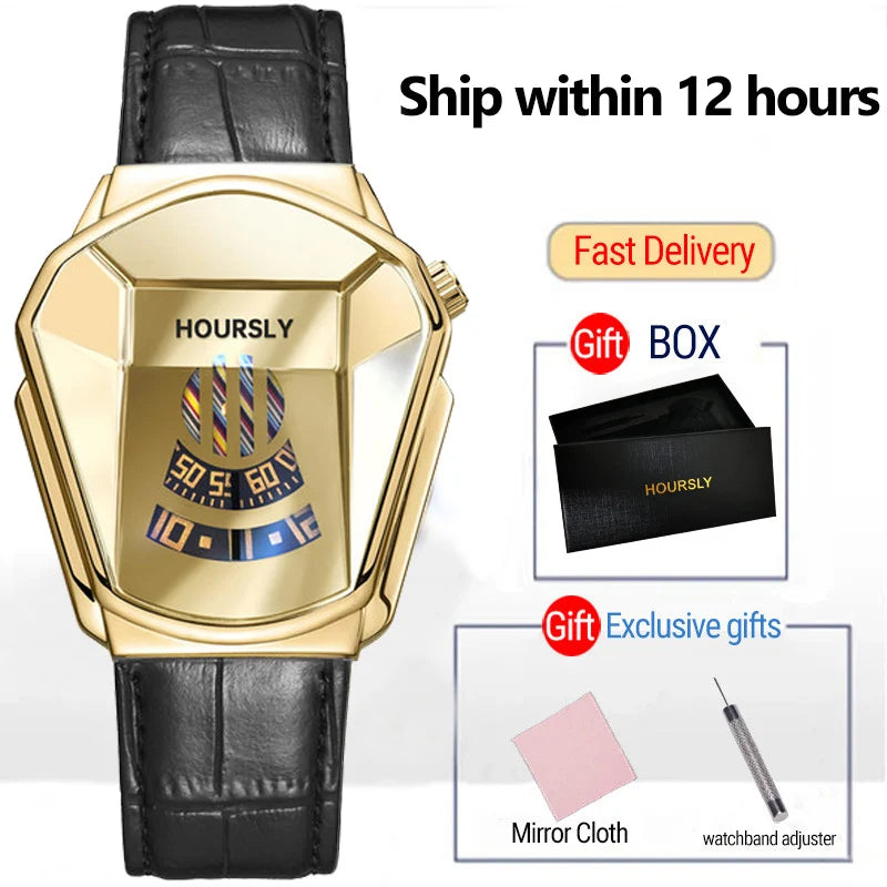 HOURSLY Men Wrist Watches 2025 For Male Clock Creative Watch Men Top Brand Luxury Stainless Steel Quartz Watch relogio masculino