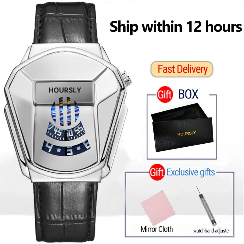 HOURSLY Men Wrist Watches 2025 For Male Clock Creative Watch Men Top Brand Luxury Stainless Steel Quartz Watch relogio masculino