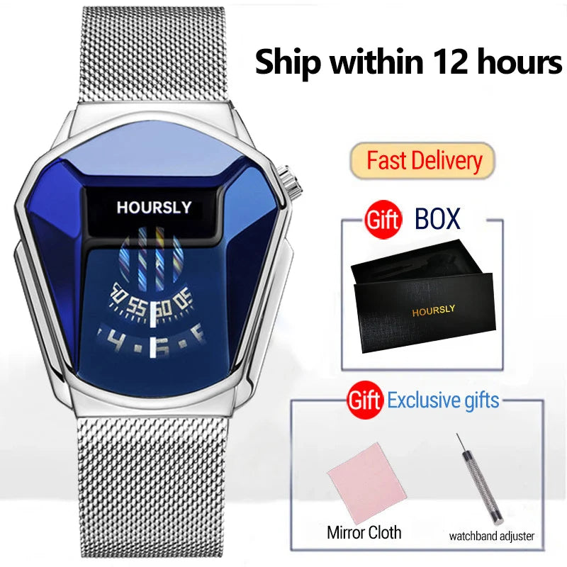HOURSLY Men Wrist Watches 2025 For Male Clock Creative Watch Men Top Brand Luxury Stainless Steel Quartz Watch relogio masculino
