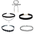 Classic Gothic Tattoo Lace Choker Women Necklace 7Pcs/set Choker Necklace Set Stretch Velvet Women Necklace Jewelry Gift N0267