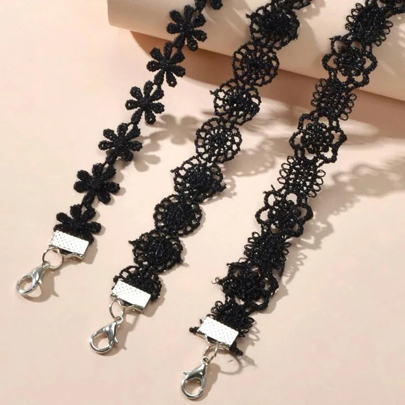 Classic Gothic Tattoo Lace Choker Women Necklace 7Pcs/set Choker Necklace Set Stretch Velvet Women Necklace Jewelry Gift N0267