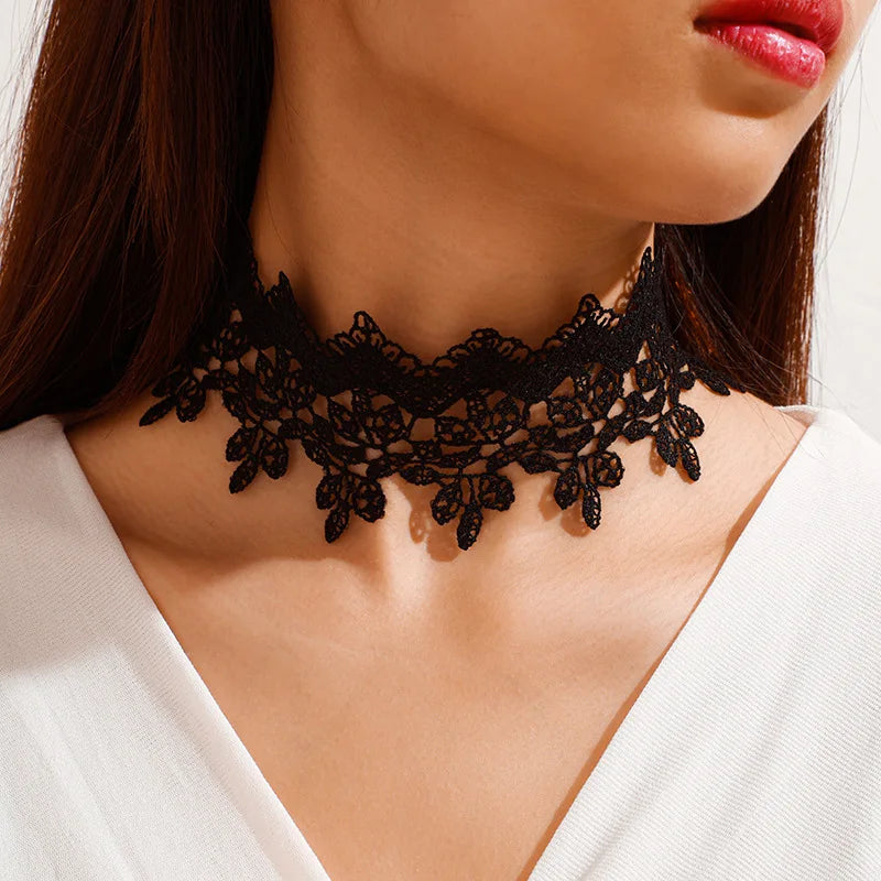 Classic Gothic Tattoo Lace Choker Women Necklace 1 Piece Stretch Velvet women necklace jewelry gift N002