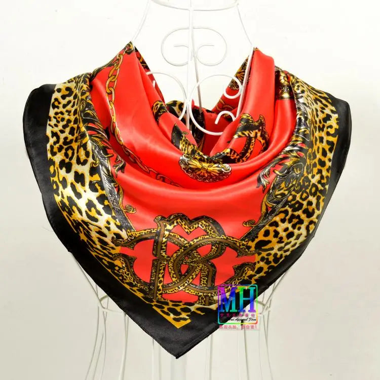 New Red Blue Silk Scarf Bufandas Women Scarfs National Style Satin Square Scarves Ladies Brand Head Scarf Hijab Fashion shawl
