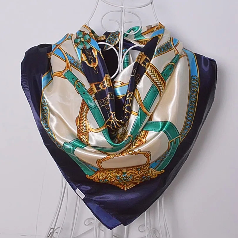 New Red Blue Silk Scarf Bufandas Women Scarfs National Style Satin Square Scarves Ladies Brand Head Scarf Hijab Fashion shawl
