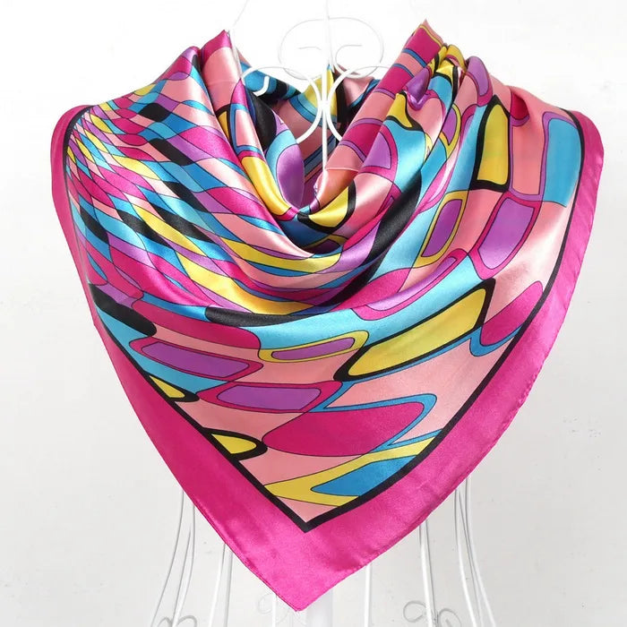 New Red Blue Silk Scarf Bufandas Women Scarfs National Style Satin Square Scarves Ladies Brand Head Scarf Hijab Fashion shawl