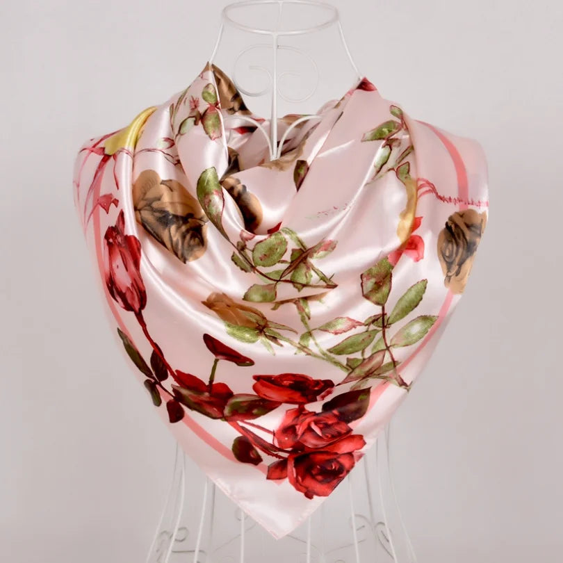 New Red Blue Silk Scarf Bufandas Women Scarfs National Style Satin Square Scarves Ladies Brand Head Scarf Hijab Fashion shawl