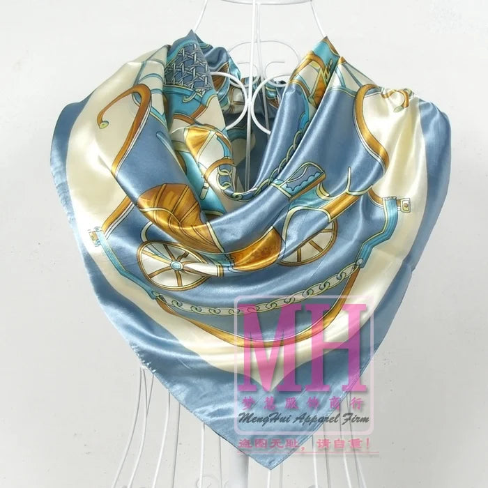 New Red Blue Silk Scarf Bufandas Women Scarfs National Style Satin Square Scarves Ladies Brand Head Scarf Hijab Fashion shawl