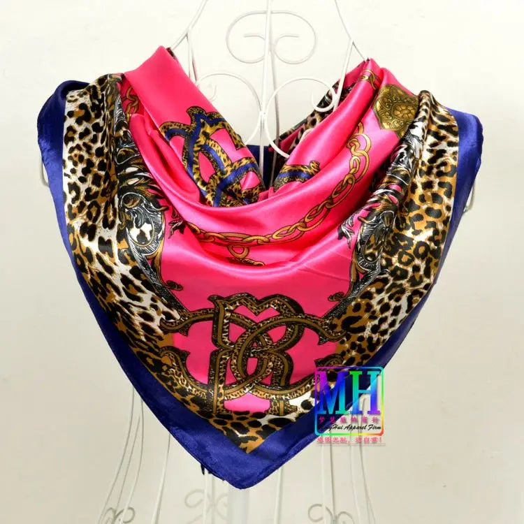 New Red Blue Silk Scarf Bufandas Women Scarfs National Style Satin Square Scarves Ladies Brand Head Scarf Hijab Fashion shawl