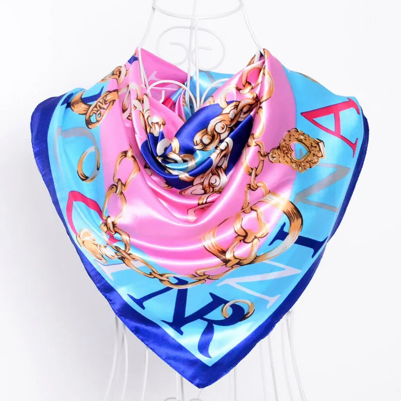 New Red Blue Silk Scarf Bufandas Women Scarfs National Style Satin Square Scarves Ladies Brand Head Scarf Hijab Fashion shawl