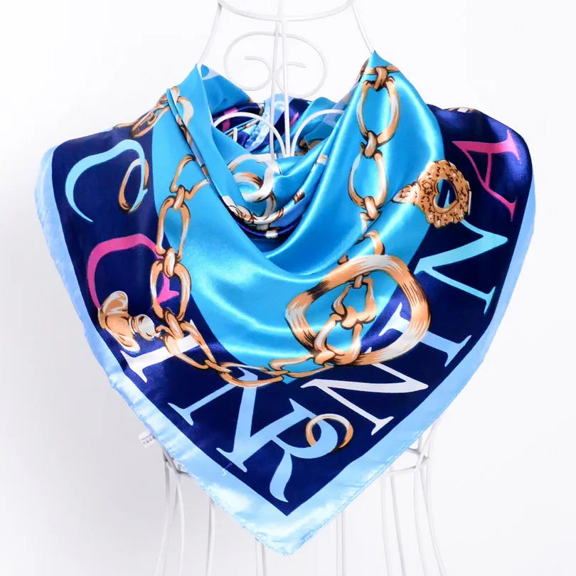 New Red Blue Silk Scarf Bufandas Women Scarfs National Style Satin Square Scarves Ladies Brand Head Scarf Hijab Fashion shawl