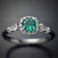Fashion Women Rings 2025 Vintage Square Green Zircon Stone Engagement Female Casual Rings