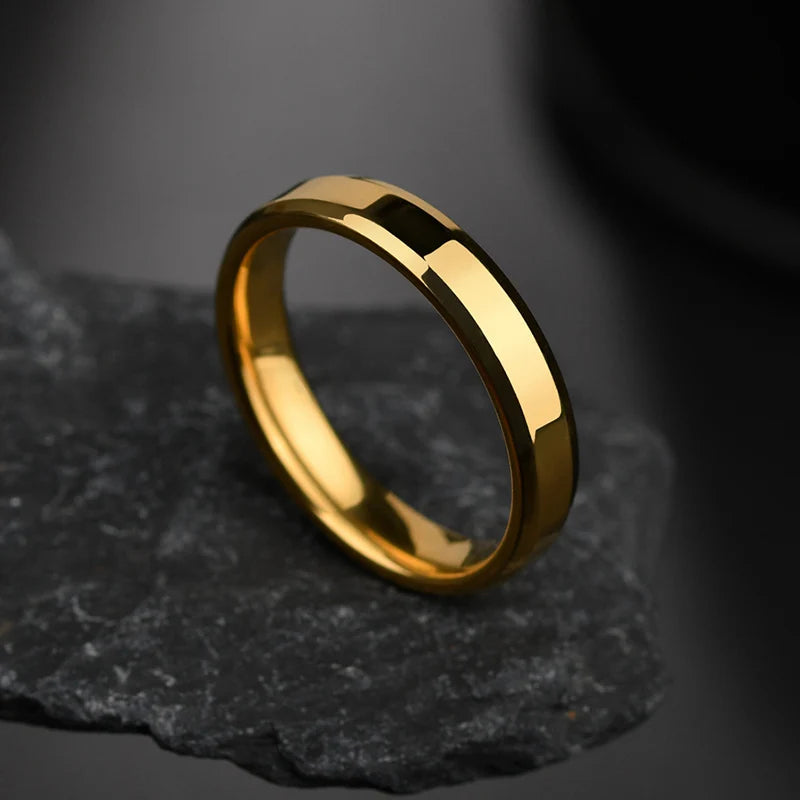 4mm Simple Smooth Women Rings Black Stainless Steel Men Rings Birthday Gifts Rings for men