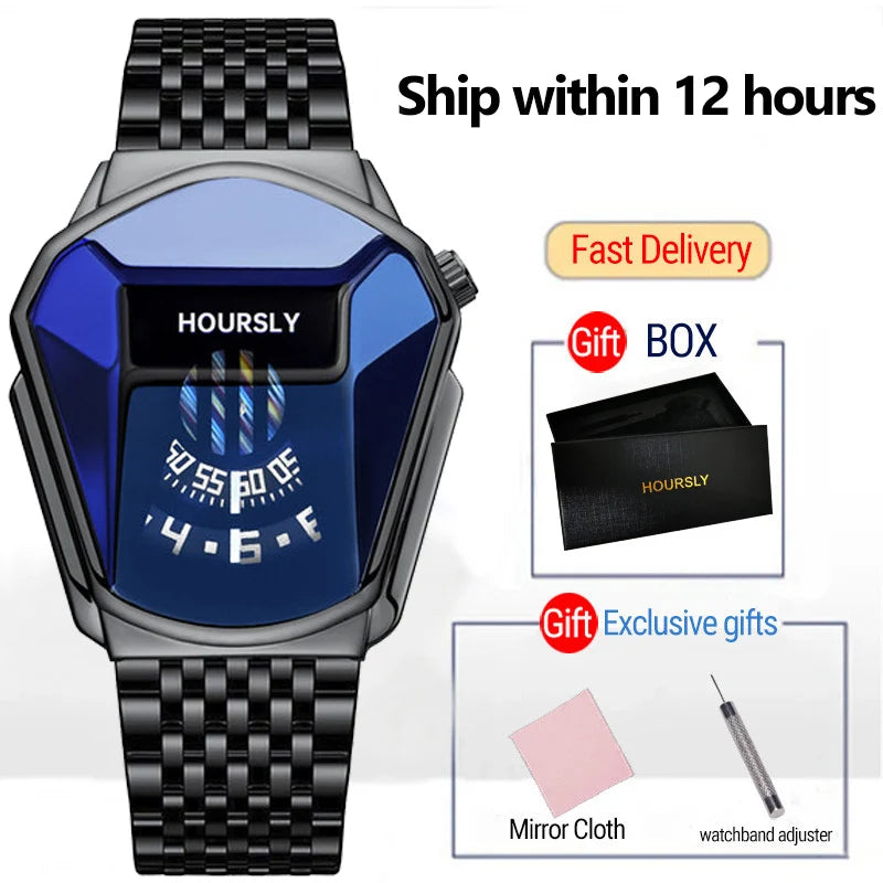 HOURSLY Men Wrist Watches 2025 For Male Clock Creative Watch Men Top Brand Luxury Stainless Steel Quartz Watch relogio masculino