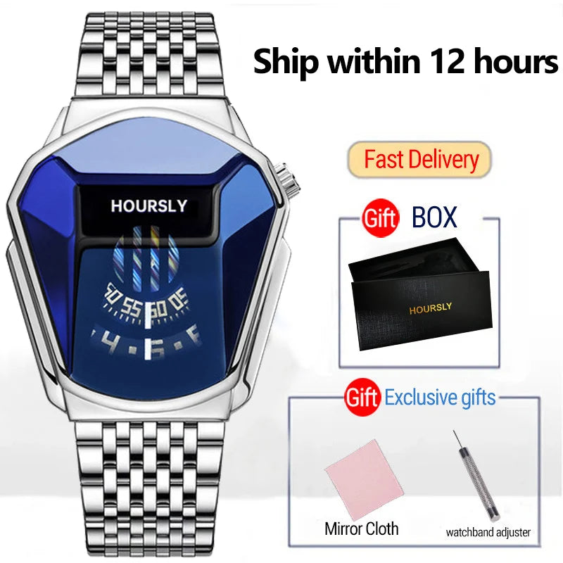 HOURSLY Men Wrist Watches 2025 For Male Clock Creative Watch Men Top Brand Luxury Stainless Steel Quartz Watch relogio masculino