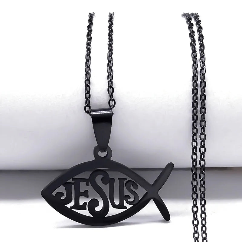 Male Jesus Cross Stainless Steel Choker Necklace for Men Chain Gold Color Bullet Necklaces Jewerly colar masculino N6049S02