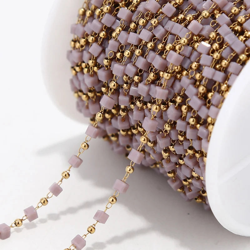 1M Stainless Steel  Gold Beaded Chains for DIY Women Bracelet Necklace waterproof