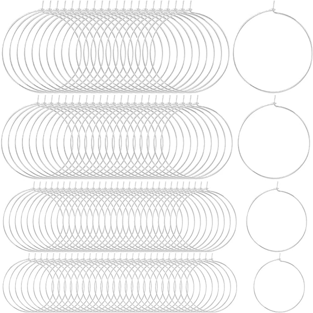50Pcs Hoop Earring Findings 4 Sizes Earring Beading Hoops,Earring Rings,Round Earring Beading Accessories for DIY Jewelry Making