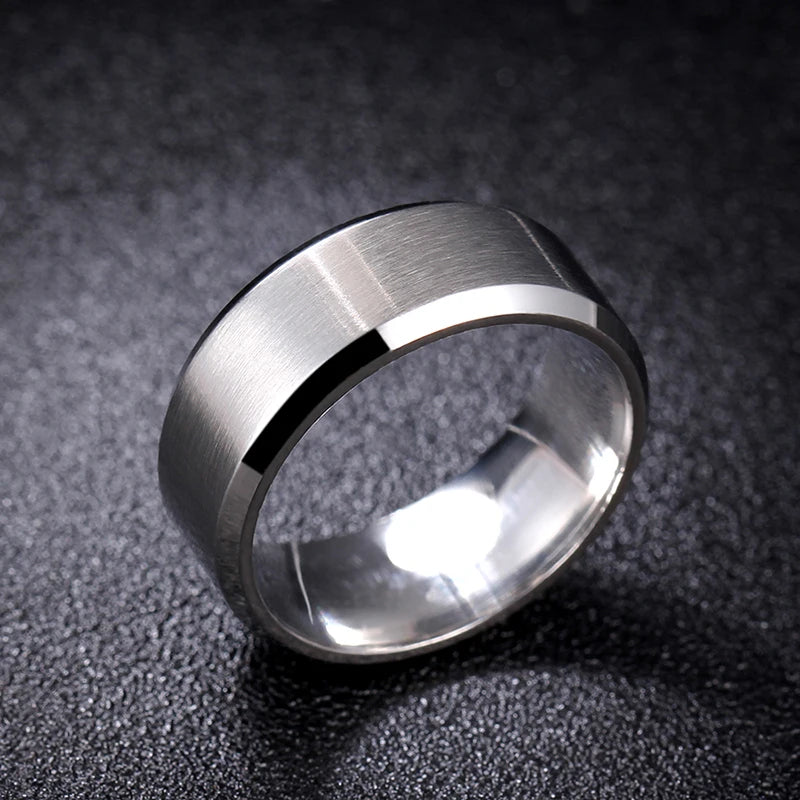 4mm Simple Smooth Women Rings Black Stainless Steel Men Rings Birthday Gifts