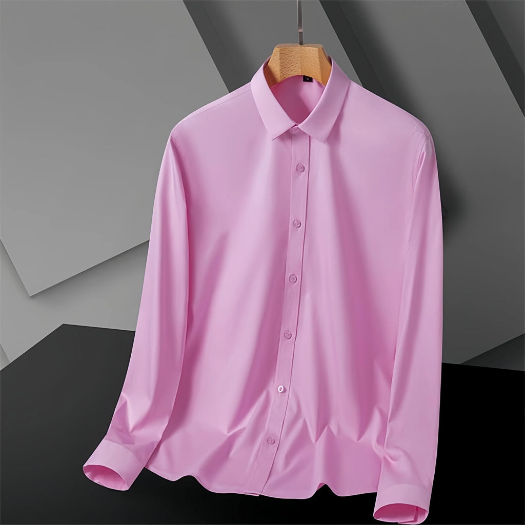 S-8XL New Bamboo Fiber Men Shirt Long Sleeve No Iron Anti-Wrinkle Casual Business Men Shirt Long Sleeve Slim Fit Camisa Social