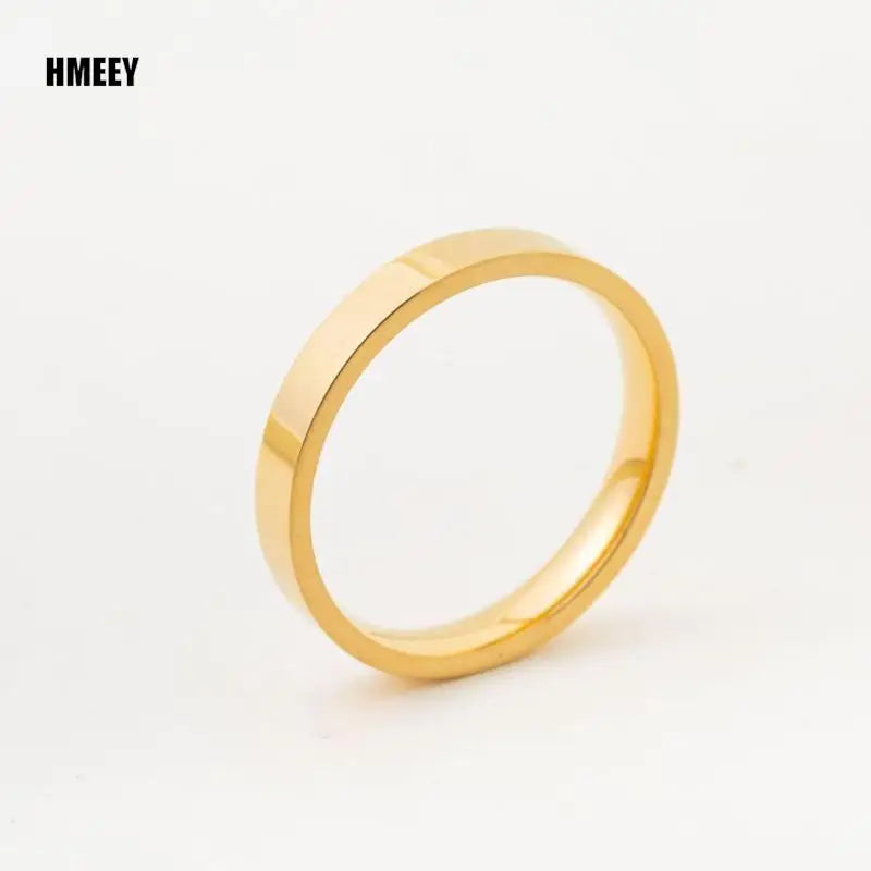 HMEEY 4mm Simple Smooth Women Rings Black Stainless Steel Men Rings Birthday Gifts