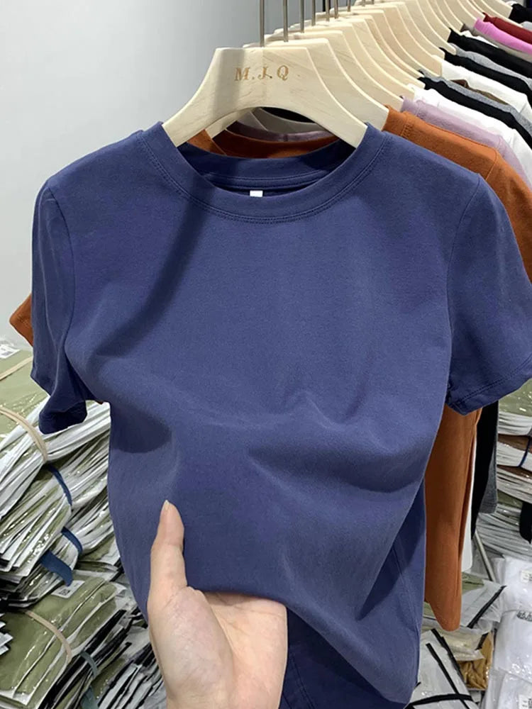 Women T Shirt Girls T-Shirt Woman Clothes Tops  Tshirt Female Short Sleeve Spring Tee Sexy Y2k Top White