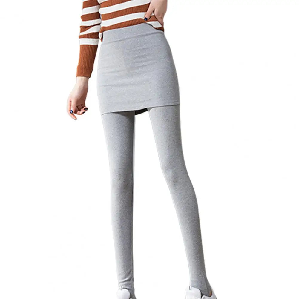 Simple  Pants Bottoms Pure Color Skirted Leggings Solid Color with Skirt Women Trousers for Travel