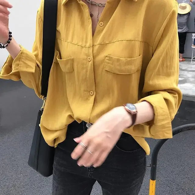 Blusas White Shirt Woman Long Sleeve Korean Fashion Women's Blouse Chemise Femme Elegant Clothes  Aesthetic Collared Tops