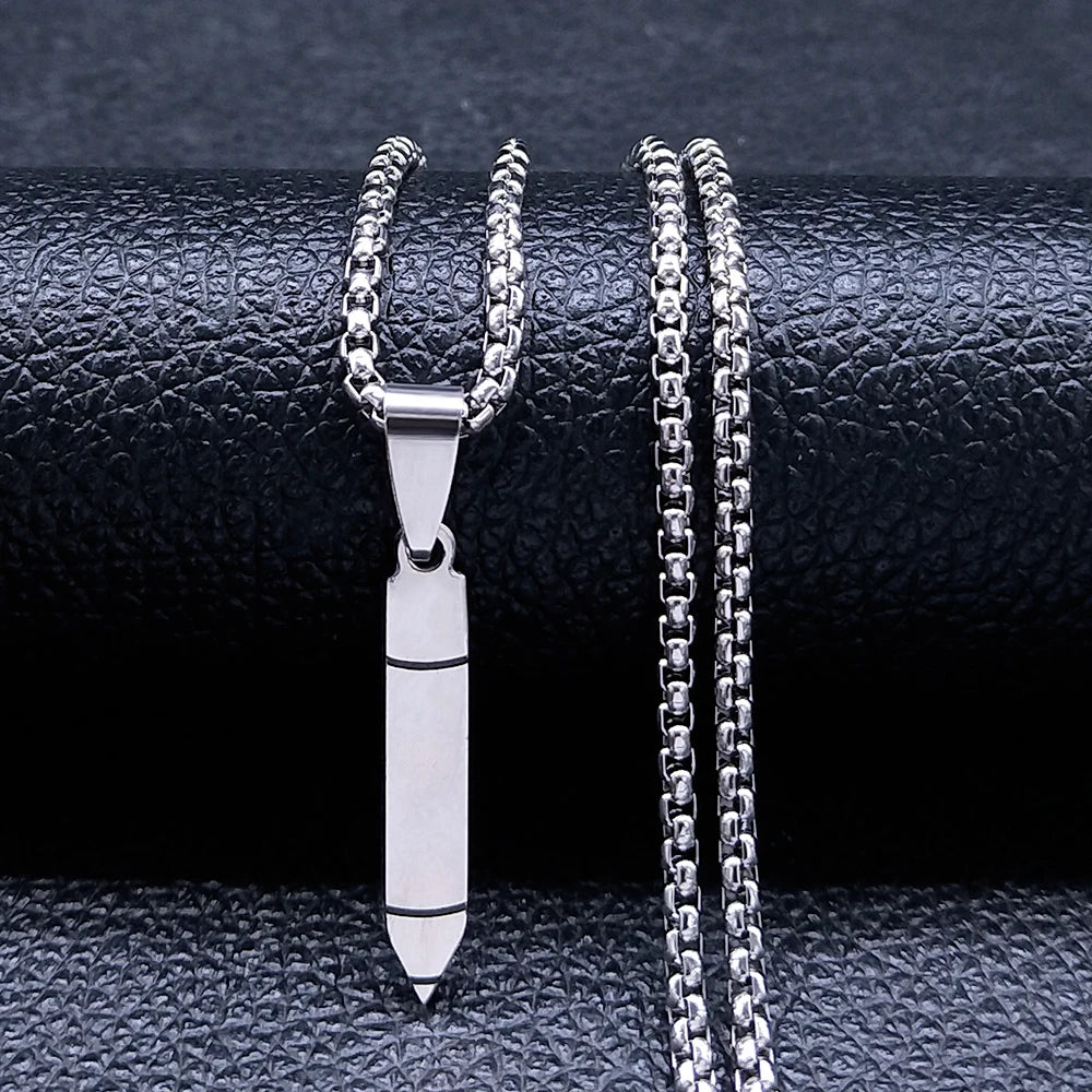 Male Jesus Cross Stainless Steel Choker Necklace for Men Chain Gold Color Bullet Necklaces Jewerly colar masculino N6049S02