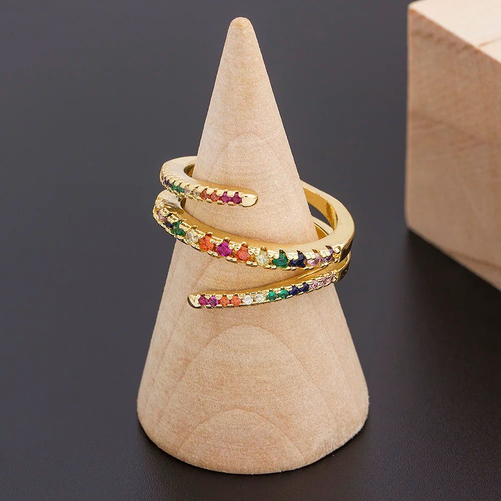 AIBEF Fashion Boho Jewelry Women Rings Exquisite Zircon Multi-layer Adjustable Ring Trendy Personality Gift