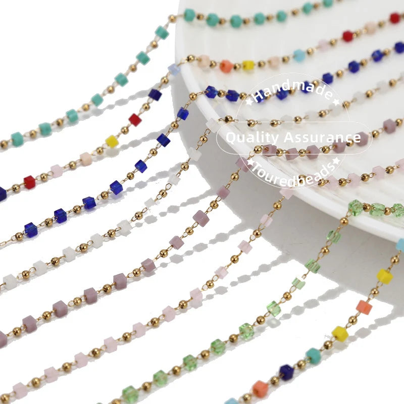 1M Stainless Steel  Gold Beaded Chains for DIY Women Bracelet Necklace waterproof