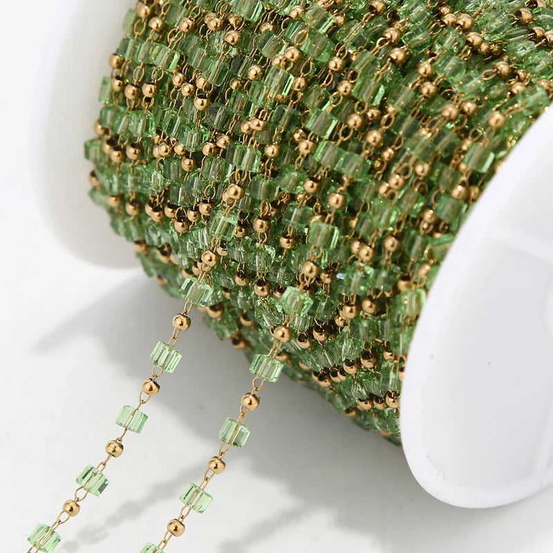 1M Stainless Steel  Gold Beaded Chains for DIY Women Bracelet Necklace waterproof