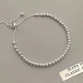 100% Solid 925 Sterling Silver Metal Bracelets for Women Men Beads Adjustable Handmade Simple Bracelet Birthday Christmas Gifts