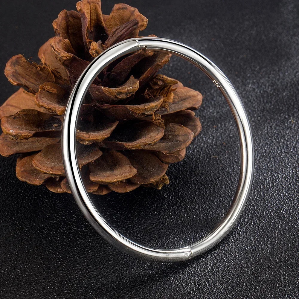 S925 Sterling Silver Simple Women Bracelet Bangles Ladies Luxury Designer Jewelry Accessories