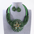 Flower African Women Necklace Earrings Jewelry Sets For Wedding Party Dress