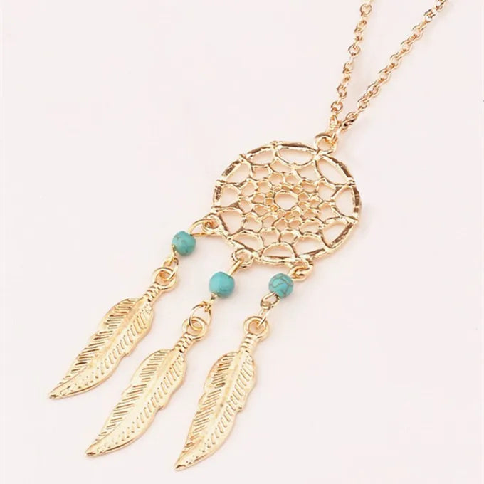 Feather Pendant Bohemia Tassels Necklace Jewelry Network Pendant Chain Retro Women Necklace Gift