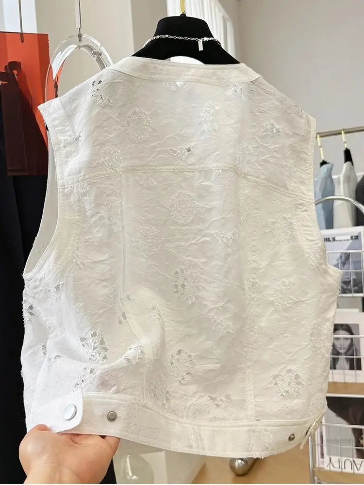 Tops For Women 2025 Summer Elegant Tank Vest Top Ladies Fashion Casual White Sleeveless Vest Tops