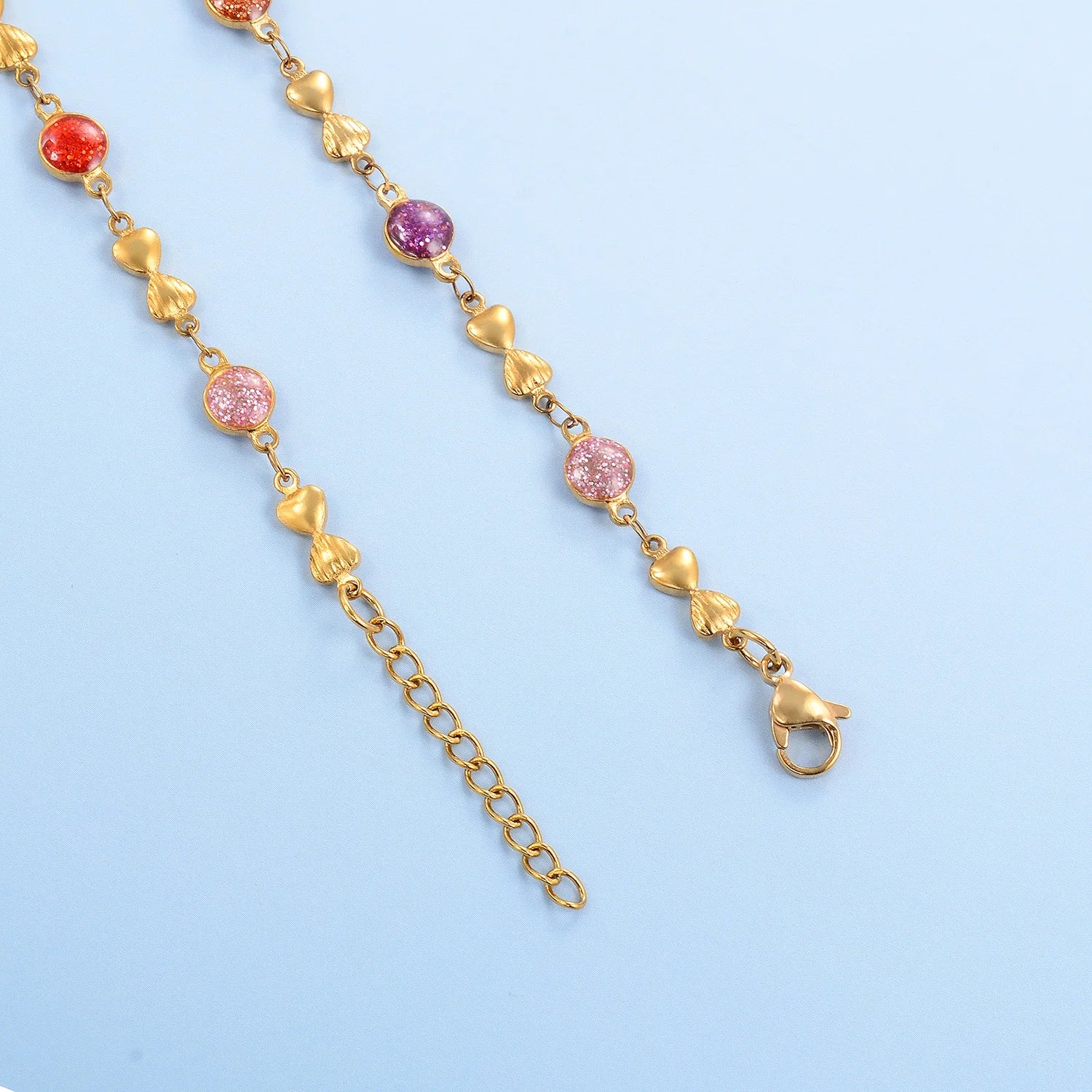 Multicolour Female Enamel Bracelet Stainless Steel Hand Chain Luxury Cute Romantic Charm Jewelry with 3mm Extender