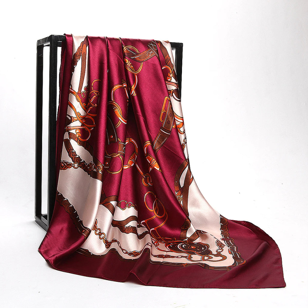 New Red Blue Silk Scarf Bufandas Women Scarfs National Style Satin Square Scarves Ladies Brand Head Scarf Hijab Fashion shawl