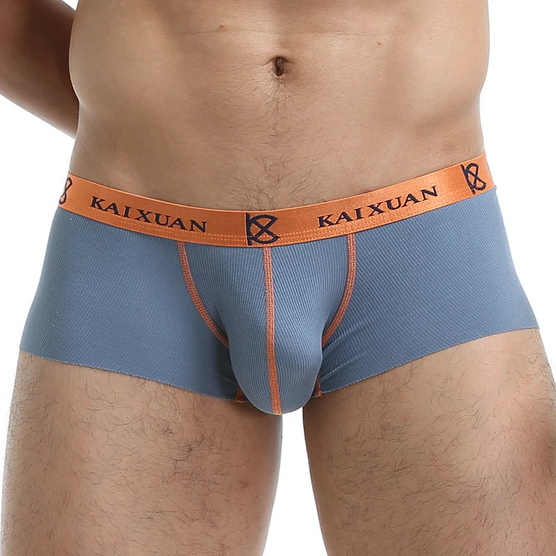 Seamless Men Boxers Luxury Silk Spandex 3D Crotch Boxer Underwear Shorts Slips Underpants
