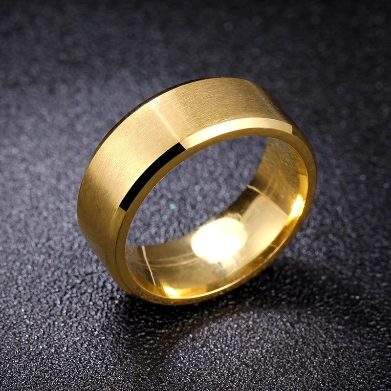 4mm Simple Smooth Women Rings Black Stainless Steel Men Rings Birthday Gifts