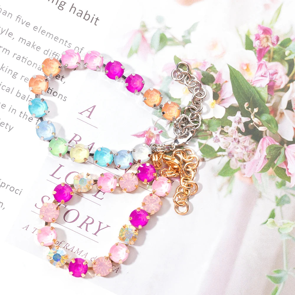 Colorful Charm Crystal Women Bracelet Gold and Silver Chain Bohemian Jewelry Free Shipping