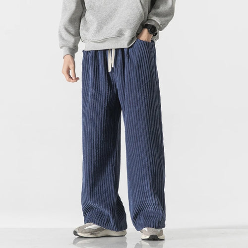Autumn Men's Casual Trousers Fashion Streetwear Harem Pants Men Solid Color Vintage Corduroy Loose Wide Leg Pants Couple Trouser