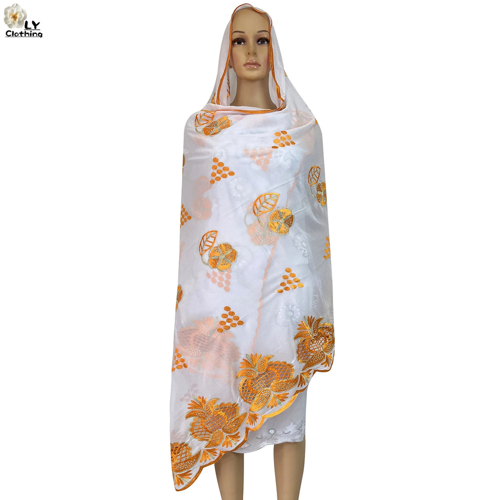 2023 New Fashion African Women Scarfs Muslim Women Diamond Embroidery Chiffon Scarf Islam Soft Scarf